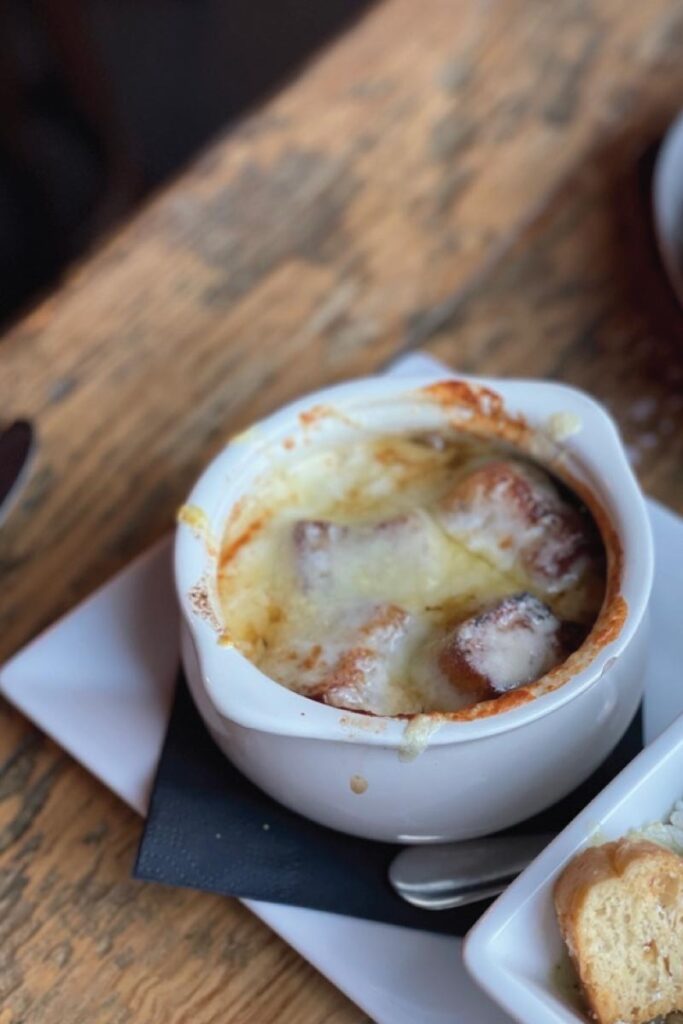 French onion soup at The Fainting Goat in Wallace, Idaho