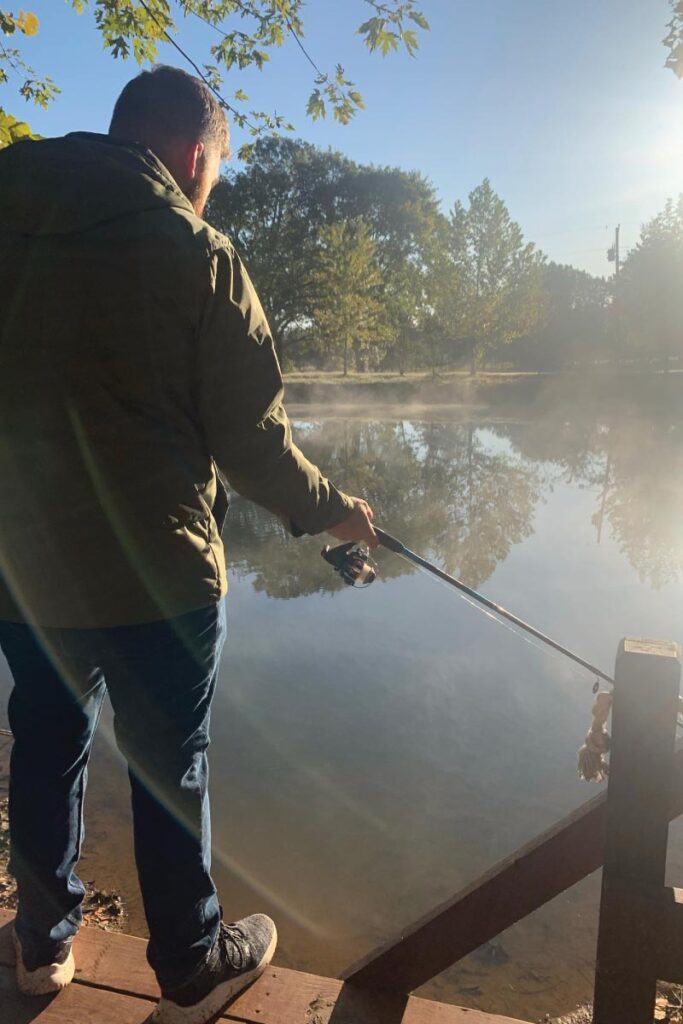 Brandon fishing in Arkansas